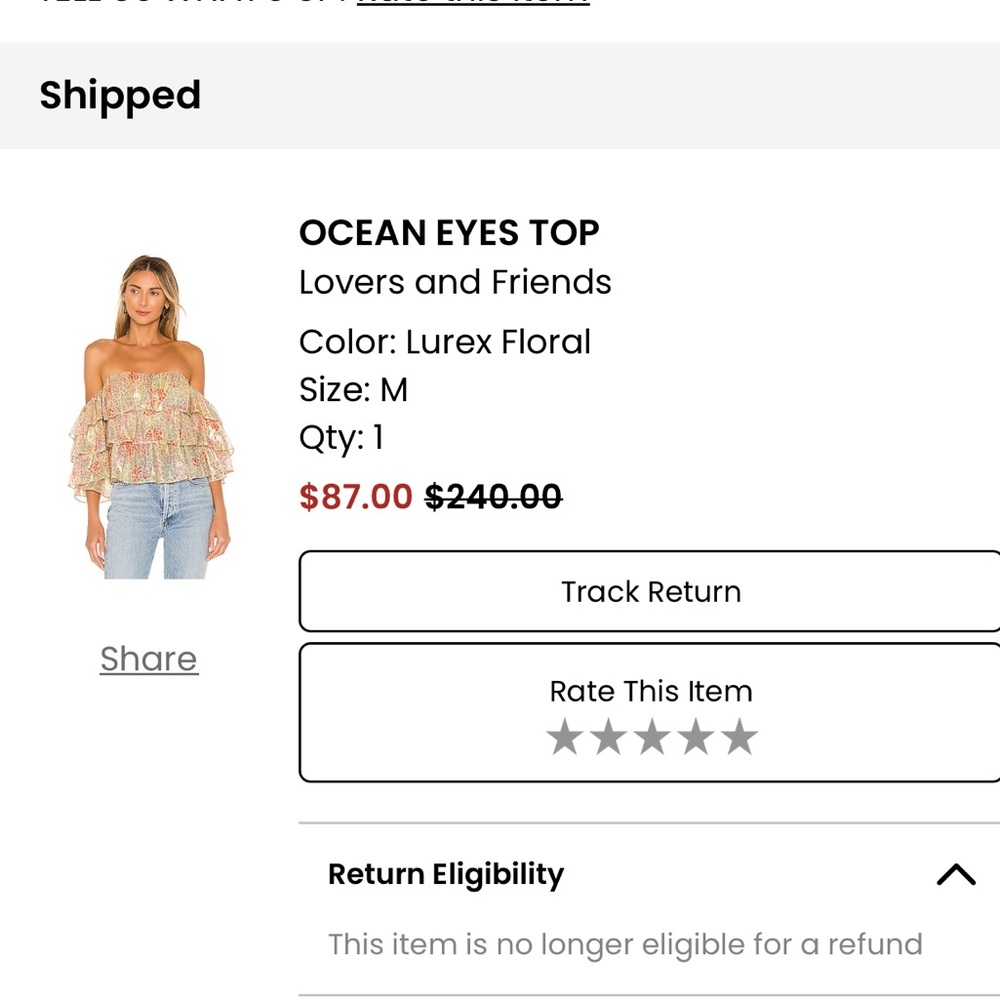 Ocean Eyes Top in Lurex Floral